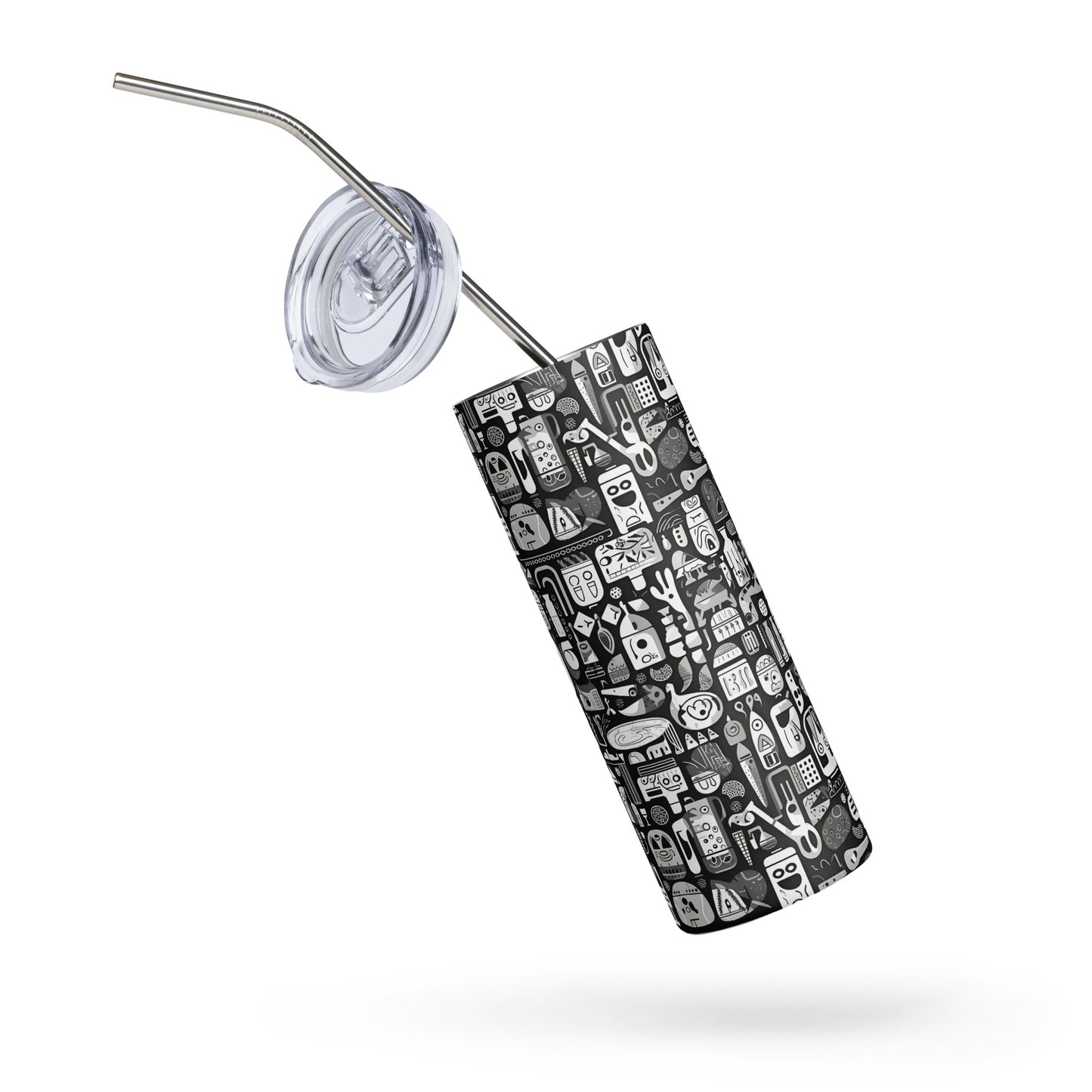 Black and White Abstract Stainless Steel Tumbler