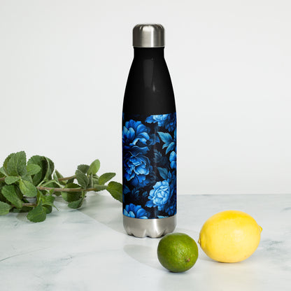 Luminous Blue Floral Stainless Steel Water Bottle