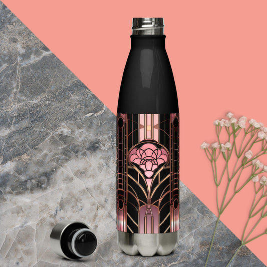 Art Deco Rose Gold Stainless Steel Water Bottle