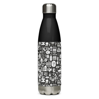 Black and White Abstract Stainless Steel Water Bottle