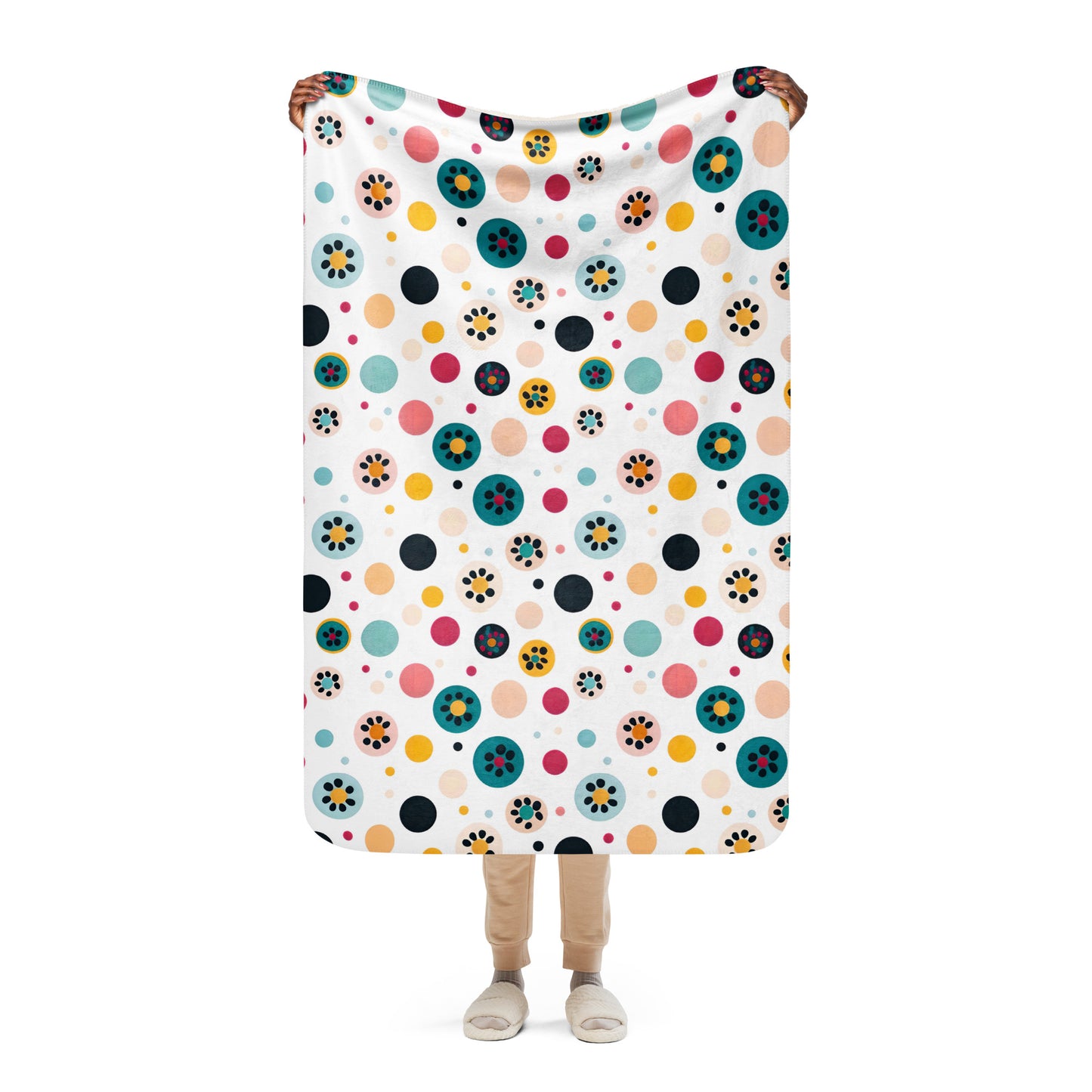Colorful Dots V2 White Background Sherpa Blanket