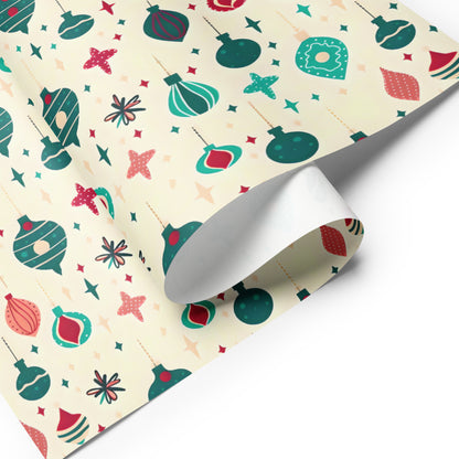 Retro Christmas Bulb Wrapping Paper Sheets - Set of 3