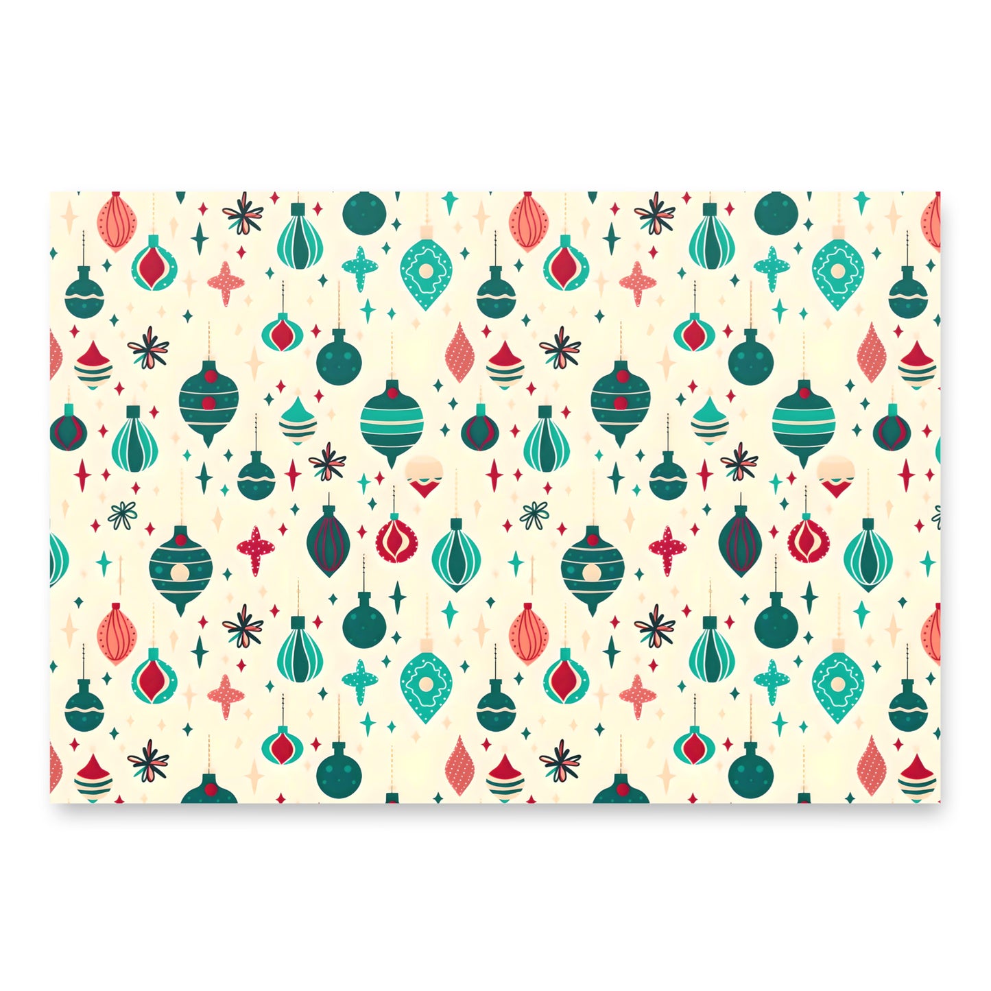 Retro Christmas Bulb Wrapping Paper Sheets - Set of 3