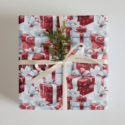 Stacks of Gifts Wrapping Paper Sheets Blue - Red - Green