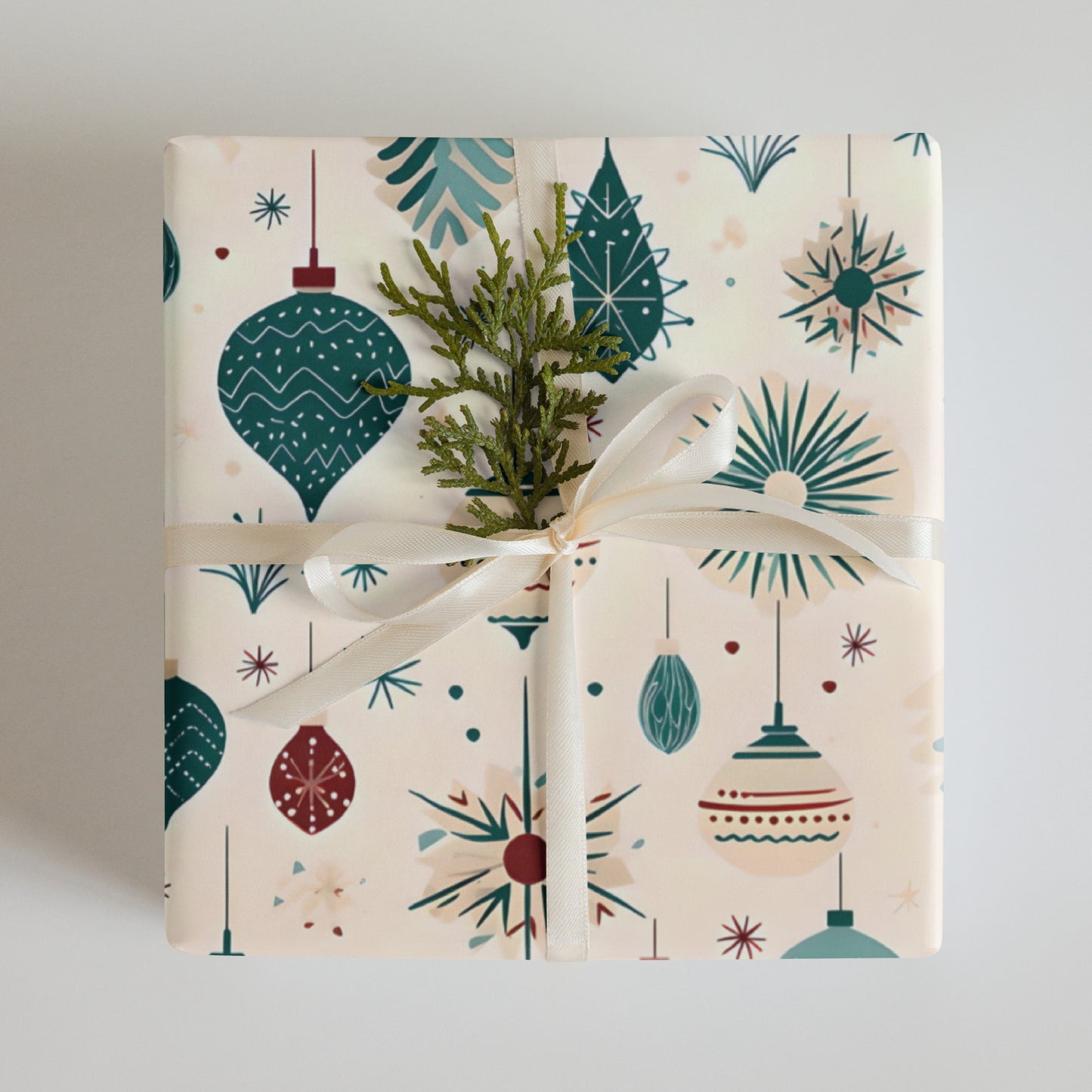 Retro Christmas Bulb Wrapping Paper Sheets - Set of 3