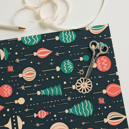 Retro Christmas Bulb Wrapping Paper Sheets - Set of 3