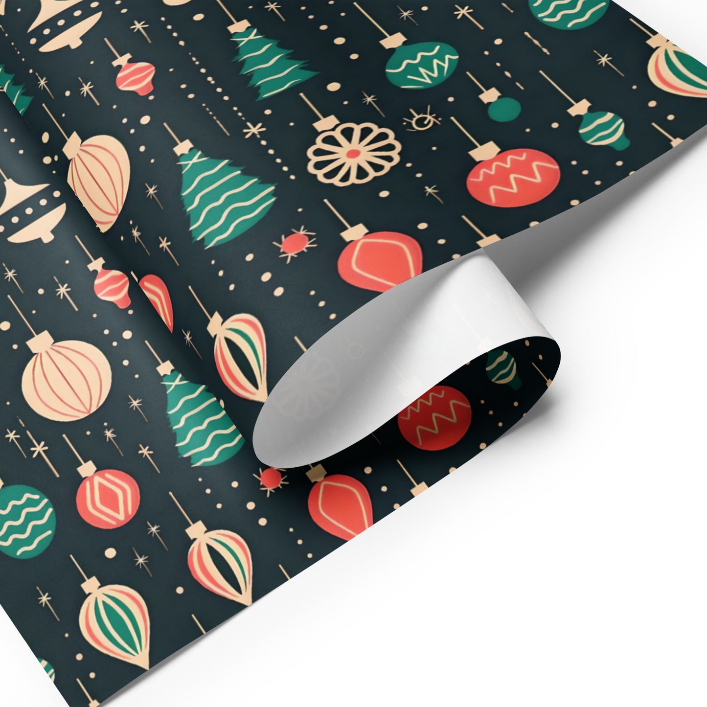 Retro Christmas Bulb Wrapping Paper Sheets - Set of 3