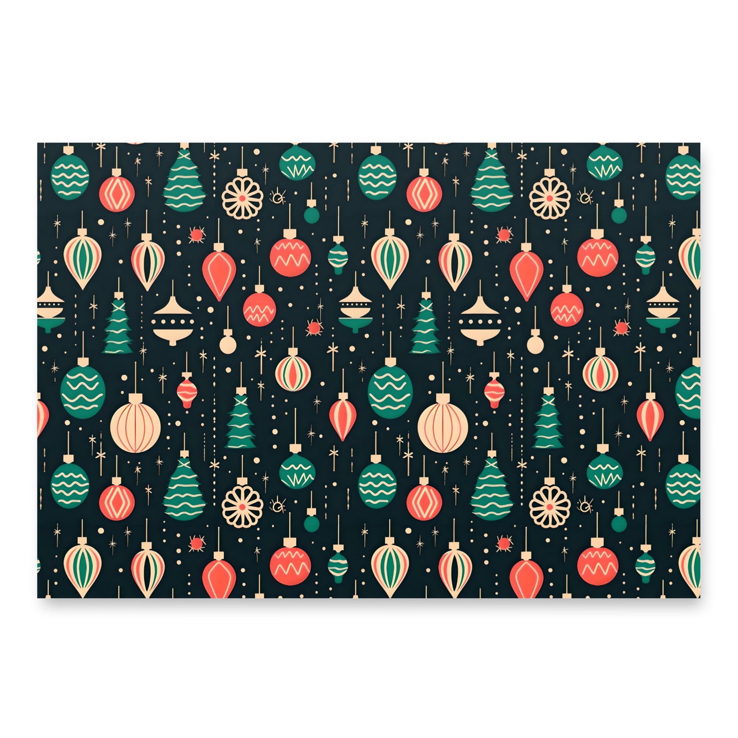 Retro Christmas Bulb Wrapping Paper Sheets - Set of 3