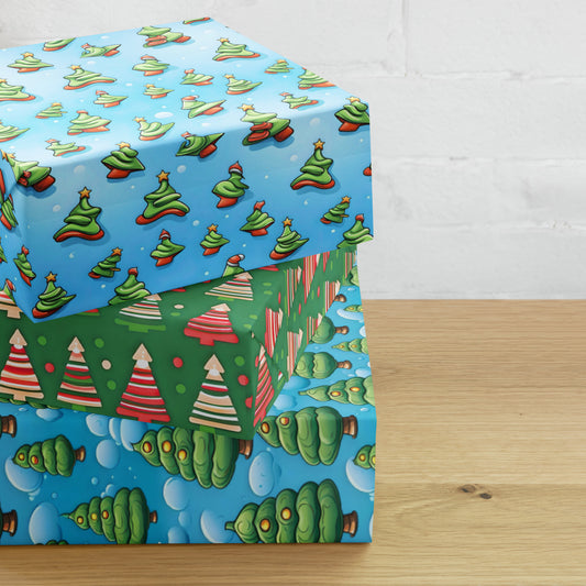 Quirky Christmas Tree Wrapping Paper Sheets