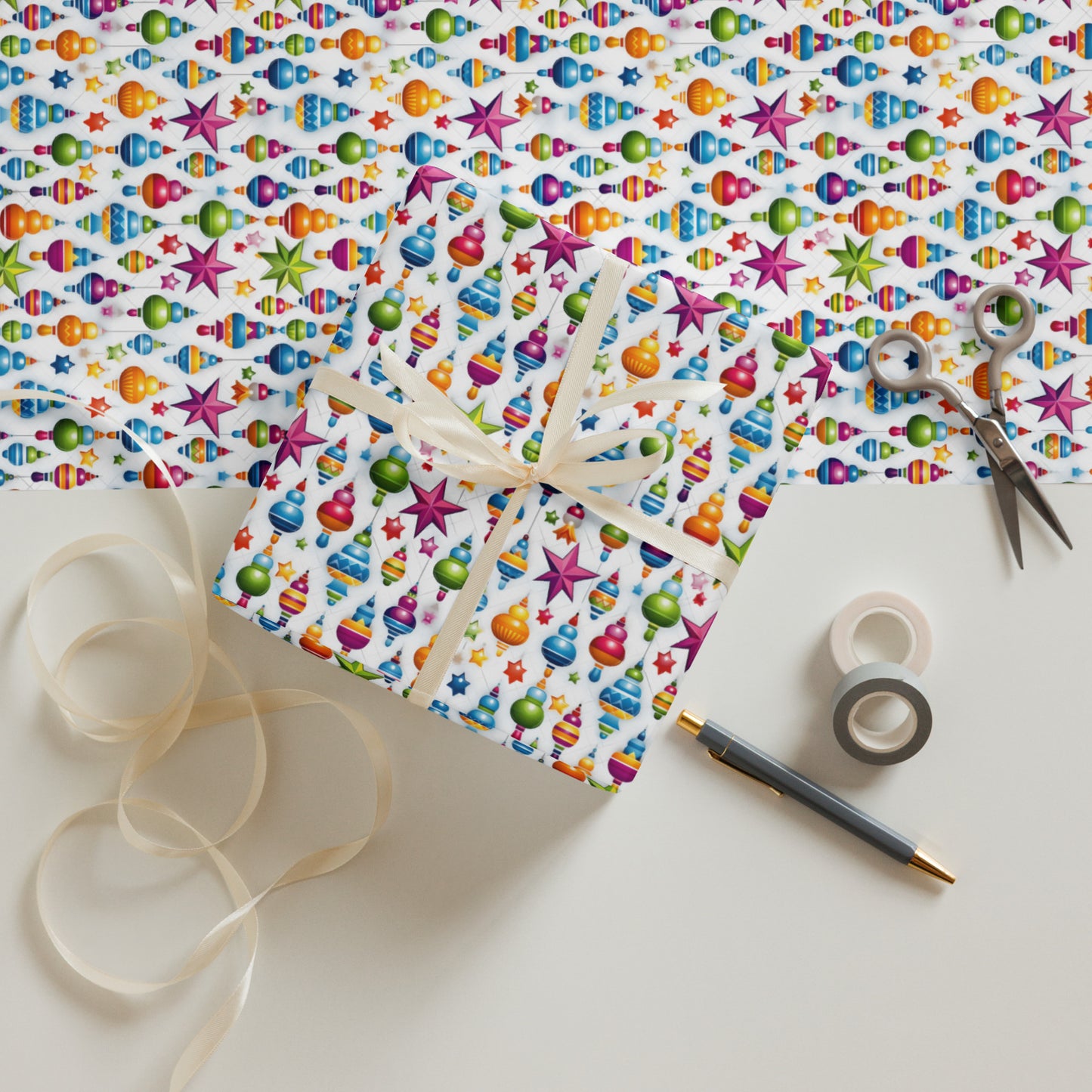 Colorful Christmas Wrapping Paper Sheets