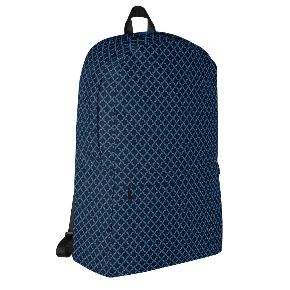 Blue Patterned - Medium Sized Backpack - B.Niki Designs