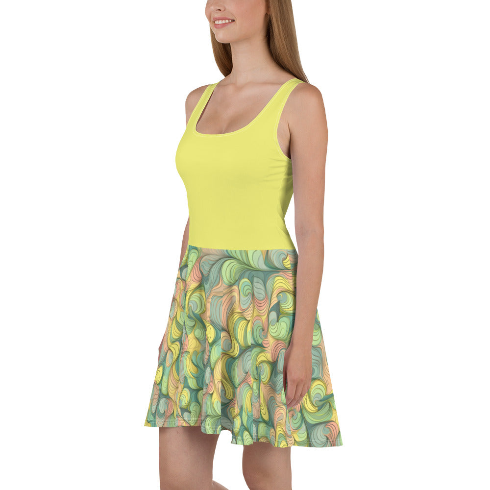 Yellow Swirls Skater Dress