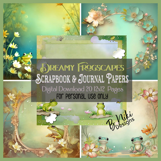 Dreamy Frogscapes Digital Scrapbook and Journal Papers 12x12