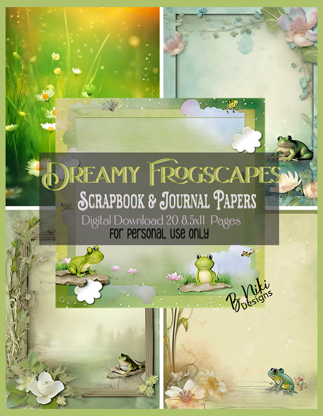 Dreamy Frogscapes Digital Scrapbook and Journal Paper 8.5x11