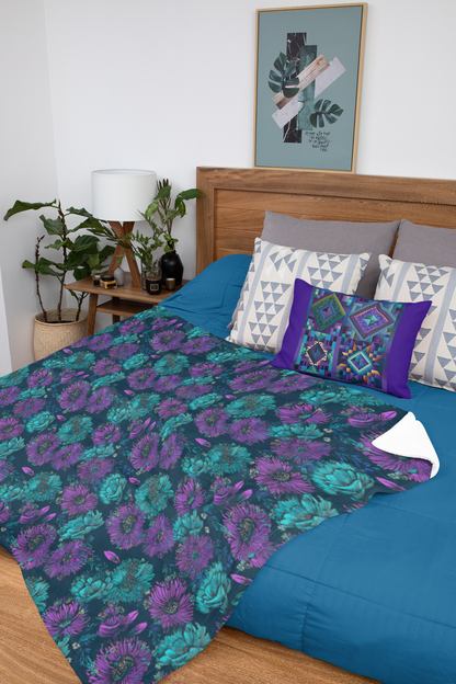 Purple and Teal Floral Blanket