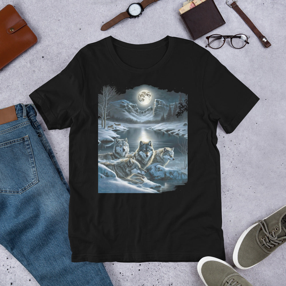 Wolf Pack in the Winter Moonlight T-Shirt - B.Niki Designs